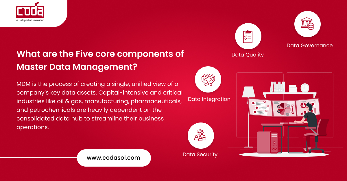 What are the Five core components of Master Data Management?