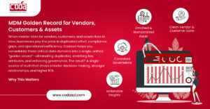 MDM Golden Record for Vendors, Customers & Assets